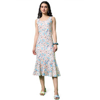 Purvaja Womens Mermaid Midi Length Dress (Wini-029-Bulky_Sky Blue_Small)