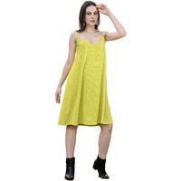 Purvaja Womens A-Line/Flared Above Knee Length Dress (Nisi-001-003) (In, Alpha, 2Xl, Lemon)