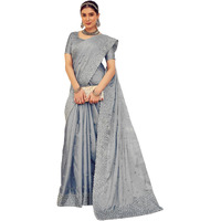 Satrani Women's Georgette Zari Work Embroidery Saree With Unstitched Blouse Piece (3606S322N_Grey)