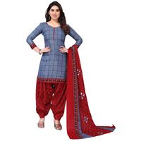 Satrani Women's Printed Poly Cotton Unstitched Dress Material(1175D1273N_Blueish Grey)