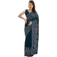 Satrani Women's Georgette Stone Work Saree With Unstitched Blouse Piece (4020S579N_Rama Blue)