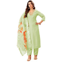 Shienzy Women's Kurta & Pant With Dupatta || Straight Kurta Outfits || Ethnic Set (1587Sz_Ylw_Xxl) Yellow