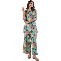 Sugathari Women's Dress Blue Keyhole Neck Co-Ods Set For Women (Co-Ods 97 Blue 2Xl)