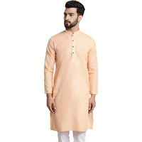 Sojanya (Since 1958 Men's Cotton Blend Peach Checked Only Kurta