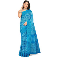 Tamaira Fashion Women's Floral Printed Pure Cotton Mulmul Saree Without Blouse Piece(2545_Turquoise)