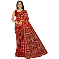 Tamaira Fashion Women's Floral Batik Printed Pure Cotton Mulmul Saree Without Blouse Piece(11588_Rust Orange)