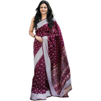 Satrani Women's Jacquard Silk Blend Saree (3861S442N_Wine)