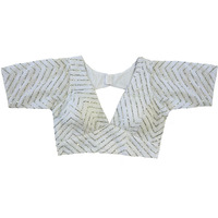 Vihu Fashion Womens Fancy Readymade Half Sleeve Sequins Saree Blouse(Sequins Butti White_38)