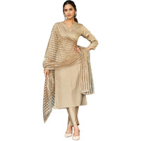 Womanista Women's Pure Cotton Kurta Set(Kurtaset_1231_Beige_S)