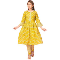 Aarika Girls Yellow Colour Cotton Printed Kurti (Kurti-K-Tr-04-Yellow-38)