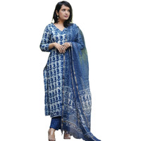 Alvami Viscose Women Kurta And Pant With Dupatta Set (S) Blue