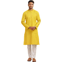 Be Active Men's Cotton Regular Kurta (C-399-2_S_Yellow)