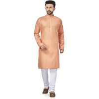 Be Active Men's Cotton Solid Regular Fit Kurta (Rfsk0001 35-Xxl_Beige-1