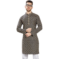 Divisive Men's Sequince Embroidered Cotton Blend Only Slim Fit Kurta (Dkrt753_Xl_Navy)