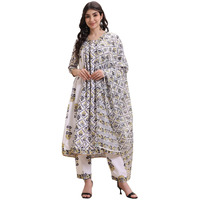 Greciilooks Women's Rayon Regular Kurta Set (Gl-W.Kurta Set-K2767&P189&D127_White_M)