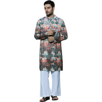 Greciilooks Men's Cotton Solid Regular Fit Kurta Set (Gl-M154&Mp105_Multicolor_L)