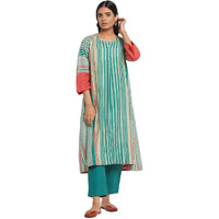 Fabindia Women Silk Printed 2 Piece Kurta Set Cotton_S