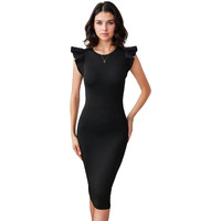 Kotty Women's Stylish Looking Valentno Febric Dress(Black,M)