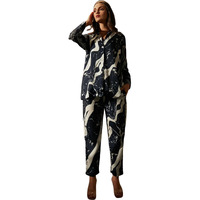 Leriya Fashion Soft Rayon Wavy Printed Button Front Collared Neck Shirt Style Co Ord Kurti Pant Set Fancy Kurta Set For Outing Meeting Office Travel Home Wear For Ladies Lf-Kp-W1746&Tr829