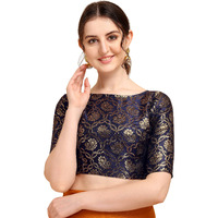 Oomph! Jacquard Blue Readymade Blouse For Women - Rbbl158Xl