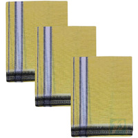 Prakasam Cotton Mens Single (1.28 X 2.00 Mtrs) Colour Thalapathi Border Dhoties/Fine Quality Single Dhoties (Yellow)-Pack Of 3 Dhoties