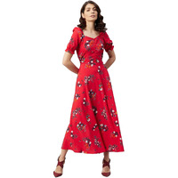 Rare Women's Crepe Fit And Flare Maxi Dress (Ep6218_Red_M)