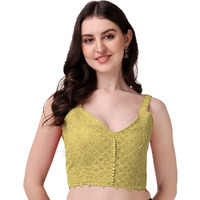 Pujia Mills Women's Georgette Solid Sleeveless Blouse (Lakhnavi 4 Mustard_Mustard_38)