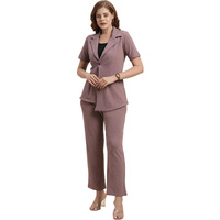Selvia Co-Ords Set For Women|Lycra Shirt And Trouser Set|Casual Co-Ords Set For Women|Two Piece Co-Ord Set|Office Wear Co-Ords Set(717Ctk11724N-L_Mauve)