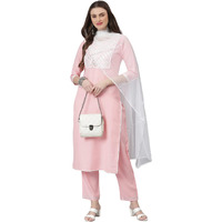 Stylum Women's Embroidered Rayon Straight Kurta Pant Dupatta Set (Kpditalylpink40_Pink, L)