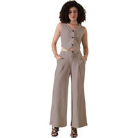Selvia Women's Co-Ords Set|Lycra Top And Trouser Set|Casual Co-Ords Set For Women|Two Piece Co-Ord Set|Top & Pant Set(640Ctk11285N-L_Khaki)
