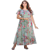 Sugathari Women's Georgette Digital Floral Printed Gown Dress For Women (Gown Dress2 35 Pista M)