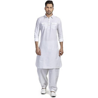 Be Active Men's Solid Pathani White Kurta Set || Men Kurta Pajama || Men Kurta Pajama Set || Kurta Pajama For Men (Rfsp0002 5 (White)-S)