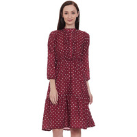 Dhruvi Trendz Womens Rayon Women Western Dresses Regular Fit Western Dresses (Dt-Wd-1001_Maroon_Xl)