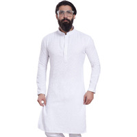 Divisive Men's Sequince Embroidered Cotton Blend Only Slim Fit Kurta (Dkrt233_L_White)