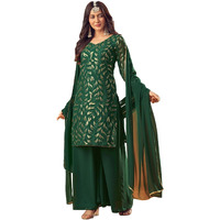 Xomantic Fashion Womens Embroidered Readymade Pakistani Salwar Kameez With Dupatta Set (Large, Green)