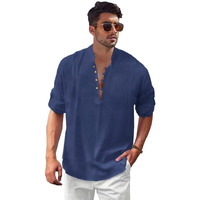 Be Active Men's Solid 100% Cotton Short Kurta With Mandarin Collar || Short Kurta For Men Cotton || Stylish Short Kurta || Short Kurta Men (Wpl0146-10-L) Dark Blue
