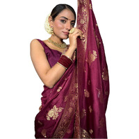 Flosive Women's Kanjivaram Silk Saree With Weaving Work With Blouse Piece And Zari Border (Wine)