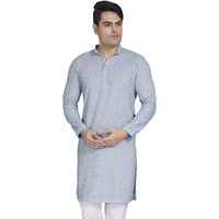 Divisive Men's Sequince Embroidered Cotton Blend Only Slim Fit Kurta (Dkrt750_M_Sky Grey)