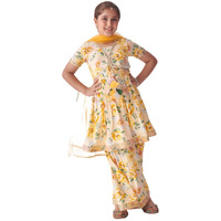 Pspeaches Girl's Cotton Sharara Set (Sha-Offwhiteyljaal-15-16Y_Offwhite