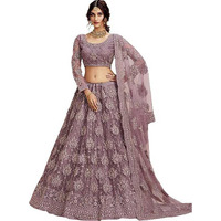 Patlani Women's Net Semi-Stitched Lehenga Choli Purple Free Size