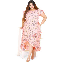Oomph! Women's Western & Fusion Wear Crepe Wrap Maxi Dress - Orange
