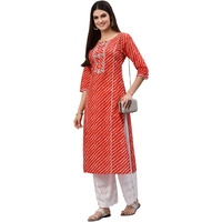 Stylum Women's Lehariya Printed Cotton Straight Kurta (Tuluorange38_Orange, M)