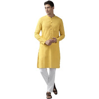 See Designs Men's Yellow Cotton Straight Kurta With Slub Effect - Sdkt1022L (L)