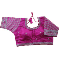 Vihu Fashion Women's Blouse Readymade Blouse Embroidery Multi Coding Gold Thread Indian Ethnic Designer Stitched Women's Readymade Pink Color Saree Blouse For Women For Saree Lehenga Choli