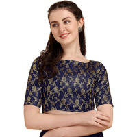 Oomph! Jacquard Blue Readymade Blouse For Women - Rbbl117Xxl