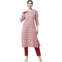 Aarika Women's Cotton Regular Tunic Shirt (Kurti-W-Nm-D-122_Red