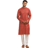 Be Active Men's Ethnic Printed Full Sleeves Kurta || Cotton Regular Fit Kurta For Men || Men Kurta For Wedding || Kurta For Men (C-Rf0060 Kr 1 M) Red