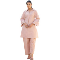 Varanga Embroidered Shirt Collar Tunic With Palazzo - Comfortable Fit, Stylish Design, Versatile Wear, Lightweight Fabric, And Vibrant Color