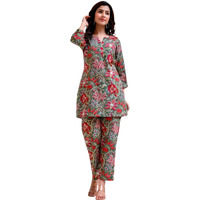 Greciilooks Women Rayon Blend Ethnic Wear Kurta Co-Ord Set (Gl-W1731&Tr822-M Green)
