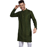 Divisive Men's Thread Embroidered Cotton Blend Only Slim Fit Kurta (Dkrt776_Xxl_Olive)